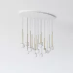 COTTON PANEL RH59 elipsa 1100x600, fi100 wisząca LED 22x2,7W/298lm/3000K, 230V, przewód transparentny, kolor złota (gładki mat)