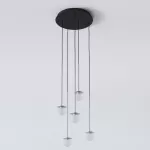 CLAR PANEL RH19, fi100 wisząca LED 5x2,7W/298lm/3000K, 230V, przewód czarny guma, kolor srebra (gładki mat)