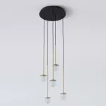 CLAR PANEL RH19, fi100 wisząca LED 5x2,7W/298lm/3000K, 230V, przewód czarny guma, kolor złota (gładki mat)