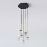 CLAR PANEL RH25, fi100 wisząca LED 7x2,7W/298lm/3000K, 230V, przewód czarny guma, kolor złota (gładki mat)