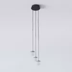 CLAR PANEL RH24, fi100 wisząca LED 3x2,7W/298lm/3000K, 230V, przewód czarny guma, kolor srebra (gładki mat)
