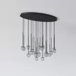 CLAR PANEL RH59 elipsa 1100x600, fi100 wisząca LED 22x2,7W/298lm/3000K, 230V, przewód czarny guma, czarny głęboki (mat struktura) RAL 9005