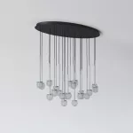 CLAR PANEL RH59 elipsa 1100x600, fi100 wisząca LED 22x2,7W/298lm/3000K, 230V, przewód czarny guma, kolor srebra (gładki mat)