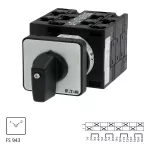 T3-4-8223/E Przełącznik zasilania, Styki: 8, 32 A, tabliczka: 1-2, 90 °, bez samopowrotu, montaż natablicowy, pokrętło czarne bez możliwości blokady