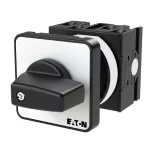 T0-2-15422/E Przełącznik zasilania, Styki: 4, 20 A, tabliczka: 2-0-1, 45 °, bez samopowrotu, montaż natablicowy, pokrętło czarne bez możliwości blokady