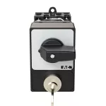 T0-2-1/Z/SVA(A) Przełącznik Zał.-Wył., 3 bieg., 20 A, zamek cylindryczny SVA, tabliczka 0-1, 90 °, bez samopowrotu, P, montaż rozłączny, pokrętło czarne z zamkiem cylindrycznym