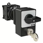 T0-2-1/Z/SVA(A) Przełącznik Zał.-Wył., 3 bieg., 20 A, zamek cylindryczny SVA, tabliczka 0-1, 90 °, bez samopowrotu, P, montaż rozłączny, pokrętło czarne z zamkiem cylindrycznym