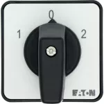 T0-1-8210/E Przełącznik zasilania, Styki: 2, 20 A, tabliczka: 1-0-2, 60 °, bez samopowrotu, montaż natablicowy, pokrętło czarne bez możliwości blokady