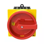 T0-3-15680/V/SVB Rozłącznik główny, 3 bieg. + N + 1 NO + 1 NC, 20 A, funkcja awaryjnego zatrzymania, 90 °, blok. na kłódkę w pozycji Wył., montaż rozłączny, pokrętło czerwono-żółte z blokadą na kłódkę