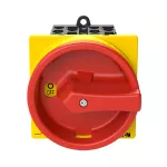 T0-3-15680/V/SVB Rozłącznik główny, 3 bieg. + N + 1 NO + 1 NC, 20 A, funkcja awaryjnego zatrzymania, 90 °, blok. na kłódkę w pozycji Wył., montaż rozłączny, pokrętło czerwono-żółte z blokadą na kłódkę