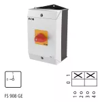 T3-1-102/I2-RT Przełącznik Zał.-Wył., 2 bieg., 32 A, 90 °, w obudowie IP65, pokrętło czerwono-żółte bez możliwości blokady