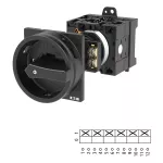 T3-3-8342/V/SVB-SW Rozłącznik główny, 6 bieg., 32 A, funkcja awaryjnego zatrzymania , 90 °, blok. na kłódkę w pozycji Wył., montaż rozłączny, pokrętło czarne z blokadą na kłódkę