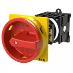 T0-3-15683/V/SVB Rozłącznik główny, 3 bieg. + 2 NO + 1 NC, 20 A, funkcja awaryjnego zatrzymania, 90 °, blok. na kłódkę w pozycji Wył., montaż rozłączny, pokrętło czerwono-żółte z blokadą na kłódkę