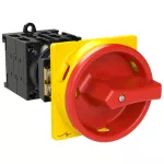 T0-3-15683/V/SVB Rozłącznik główny, 3 bieg. + 2 NO + 1 NC, 20 A, funkcja awaryjnego zatrzymania, 90 °, blok. na kłódkę w pozycji Wył., montaż rozłączny, pokrętło czerwono-żółte z blokadą na kłódkę