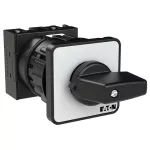 T0-1-15366/EZ Przycisk Zał.-Wył., Styki: 2, samopowrót w pozycji 0 i 1, 20 A, tabliczka: 01, 45 °, z samopowrotem, montaż natablicowy 22,3 mm, pokrętło czarne bez możliwości blokady