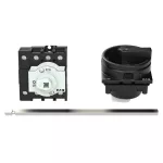 P1-32/M4/N/SVB-SW Rozłącznik główny, 3 bieg. + N, 32 A, funkcja awaryjnego zatrzymania , blok. na kłódkę w pozycji Wył., z 400 mm metalową osią, montaż rozłączny, pokrętło czarne z blokadą na kłódkę