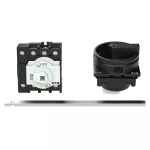 P1-32/M4/N/SVB-SW Rozłącznik główny, 3 bieg. + N, 32 A, funkcja awaryjnego zatrzymania , blok. na kłódkę w pozycji Wył., z 400 mm metalową osią, montaż rozłączny, pokrętło czarne z blokadą na kłódkę