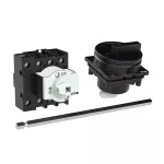 P1-32/M4/N/SVB-SW Rozłącznik główny, 3 bieg. + N, 32 A, funkcja awaryjnego zatrzymania , blok. na kłódkę w pozycji Wył., z 400 mm metalową osią, montaż rozłączny, pokrętło czarne z blokadą na kłódkę