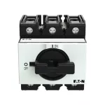 P3-100/IVS Przełącznik Zał.-Wył., 3 bieg., 100 A, blok. na kłódkę w pozycji Wył., montaż na szynę TH, pokrętło czarne bez możliwości blokady