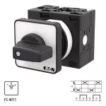 T3-2-8215/E Przełącznik zasilania, Styki: 4, 32 A, tabliczka: 201, 45 °, z samopowrotem, montaż natablicowy, pokrętło czarne bez możliwości blokady