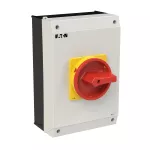 P3-63/I4/MBS/SVB Rozłącznik główny, 3 bieg., 63A, funkcja awaryjnego zatrzymania, blok. na kłódkę w pozycji Wył., w obudowie ze szkła utwardzanego, z płytą ekranującą MBS, pokrętło czerwono-żółte z blokadą na kłódkę