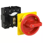 P1-32/V/SVB/N Rozłącznik główny, 3 bieg. + N, 32 A, funkcja awaryjnego zatrzymania, blok. na kłódkę w pozycji Wył., montaż rozłączny, pokrętło czerwono-żółte z blokadą na kłódkę