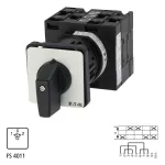 T3-3-8228/EZ Przełącznik nawrotny, Styki: 5, 32 A, tabliczka: 102, 45 °, z samopowrotem, montaż natablicowy 22,3 mm, pokrętło czarne bez możliwości blokady