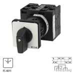 T3-3-8228/EZ Przełącznik nawrotny, Styki: 5, 32 A, tabliczka: 102, 45 °, z samopowrotem, montaż natablicowy 22,3 mm, pokrętło czarne bez możliwości blokady