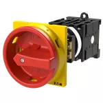 T0-4-8344/V/SVB Rozłącznik główny, 8-bieg., 20 A, funkcja awaryjnego zatrzymania, 90 °, blok. na kłódkę w pozycji Wył., montaż rozłączny, pokrętło czerwono-żółte z blokadą na kłódkę