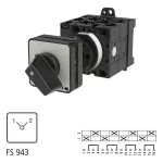 T3-4-8223/Z Przełącznik zasilania, Styki: 8, 32 A, tabliczka: 1-2, 90 °, bez samopowrotu, montaż rozłączny, pokrętło czarne bez możliwości blokady