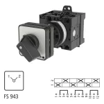 T3-3-8222/Z Przełącznik zasilania, Styki: 6, 32 A, tabliczka: 1-2, 90 °, bez samopowrotu, montaż rozłączny, pokrętło czarne bez możliwości blokady