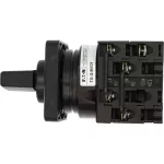 T0-3-8401/E Przełącznik nawrotny, Styki: 5, 20 A, tabliczka: 1-0-2, 45 °, bez samopowrotu, montaż natablicowy, pokrętło czarne bez możliwości blokady