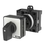 T3-1-8210/Z Przełącznik zasilania, Styki: 2, 32 A, tabliczka: 1-0-2, 60 °, bez samopowrotu, montaż rozłączny, pokrętło czarne bez możliwości blokady