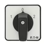 T0-3-8212/E Przełącznik zasilania, Styki: 6, 20 A, tabliczka: 1-0-2, 60 °, bez samopowrotu, montaż natablicowy, pokrętło czarne bez możliwości blokady