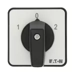 T0-3-8212/E Przełącznik zasilania, Styki: 6, 20 A, tabliczka: 1-0-2, 60 °, bez samopowrotu, montaż natablicowy, pokrętło czarne bez możliwości blokady