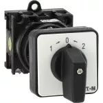 T0-1-8214/Z Przełącznik zasilania, Styki: 2, 20 A, tabliczka: 201, 45 °, z samopowrotem, montaż rozłączny, pokrętło czarne bez możliwości blokady