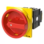 T0-3-8342/EA/SVB Rozłącznik główny, 6 bieg., 20 A, funkcja awaryjnego zatrzymania, 90 °, blok. na kłódkę w pozycji Wył., montaż natablicowy, pokrętło czerwono-żółte z blokadą na kłódkę