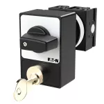 T0-2-1/E/SVA(S) Rozłączniki panikowe, 3 bieg., 20 A, zamek cylindryczny SVA, tabliczka 0-1, 90 °, bez samopowrotu, P, montaż natablicowy, pokrętło czarne z zamkiem cylindrycznym