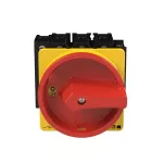 P3-100/V/SVB/N/HI11 Rozłącznik główny, 3 bieg. + N + 1 NO + 1 NC, 100 A, funkcja awaryjnego zatrzymania, blok. na kłódkę w pozycji Wył., montaż rozłączny, pokrętło czerwono-żółte z blokadą na kłódkę