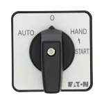 T0-2-15907/E Przełącznik zasilania, Styki: 4, z samopowrotem z START, 20 A, tabliczka: AUTO-0-HANDSTART, 45 °, z samopowrotem/bez samopowrotu, montaż natablicowy, pokrętło czarne bez możliwości blokady