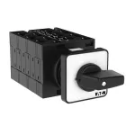 T3-6-15866/E Przełącznik nawrotny, 2 prędkości, Styki: 12, 32 A, tabliczka: 2-1-0-1-2, 60 °, bez samopowrotu, montaż natablicowy, pokrętło czarne bez możliwości blokady