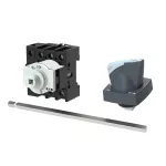 P1-25/M4/N/K1-PG Rozłącznik główny, 3 bieg. + N, 25 A, funkcja awaryjnego zatrzymania , blok. na kłódkę w pozycji Wył., z 400 mm metalową osią, montaż rozłączny, pokrętło K1 szare z blokadą na kłódkę