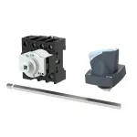 P1-25/M4/N/K1-PG Rozłącznik główny, 3 bieg. + N, 25 A, funkcja awaryjnego zatrzymania , blok. na kłódkę w pozycji Wył., z 400 mm metalową osią, montaż rozłączny, pokrętło K1 szare z blokadą na kłódkę