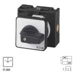 T3-1-8210/E Przełącznik zasilania, Styki: 2, 32 A, tabliczka: 1-0-2, 60 °, bez samopowrotu, montaż natablicowy, pokrętło czarne bez możliwości blokady