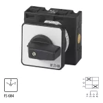 T3-1-8210/E Przełącznik zasilania, Styki: 2, 32 A, tabliczka: 1-0-2, 60 °, bez samopowrotu, montaż natablicowy, pokrętło czarne bez możliwości blokady