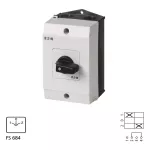 T3-1-8210/I2 Przełącznik zasilania, Styki: 2, 32 A, tabliczka: 1-0-2, 60 °, bez samopowrotu, w obudowie IP65, pokrętło czarne bez możliwości blokady