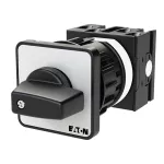 T0-2-8215/EZ Przełącznik zasilania, Styki: 4, 20 A, tabliczka: 201, 45 °, z samopowrotem, montaż natablicowy 22,3 mm, pokrętło czarne bez możliwości blokady