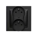 Simon 10 WC-GZ2YZxxxxx-49xx Gniazdo wtyczkowe z uziemieniem podwójne, z funkcją niezmienności faz, z przesłonami, 16A, 250V~, zaciski śrubowe. Kompletne - nie do ramek; czarny
