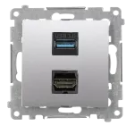 Simon 54 WMDH-0XXXX3-043 Gniadzo HDMI 1,4 + USB 3.0; srebrny mat