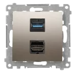 Simon 54 WMDH-0XXXX3-044 Gniadzo HDMI 1,4 + USB 3.0; złoty mat